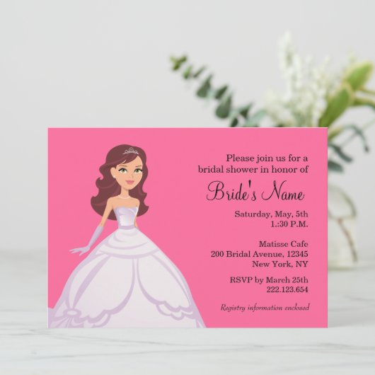 Bride Bridal Shower-uitnodiging Kaart (Staand voorkant)