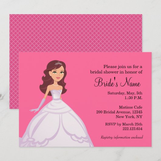 Bride Bridal Shower-uitnodiging Kaart (Voorkant / Achterkant)