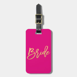 Bride/Bride Tribe Hot Pink en Gold Travel Bagagelabel