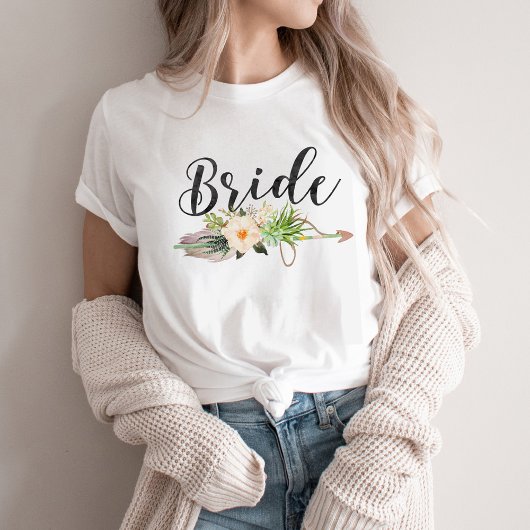 Bride | Bride Tribe | Pijl-veerboot, Pijl-Floral T-shirt