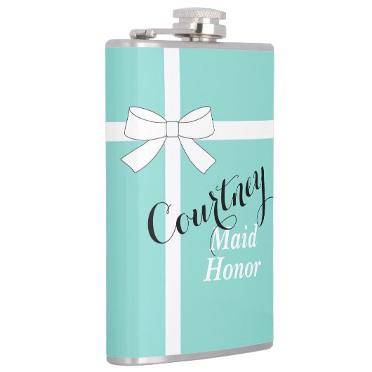 BRIDE & Bridesmaid Blauwgroen Bridal Party Maid of Heupfles (Rechts)