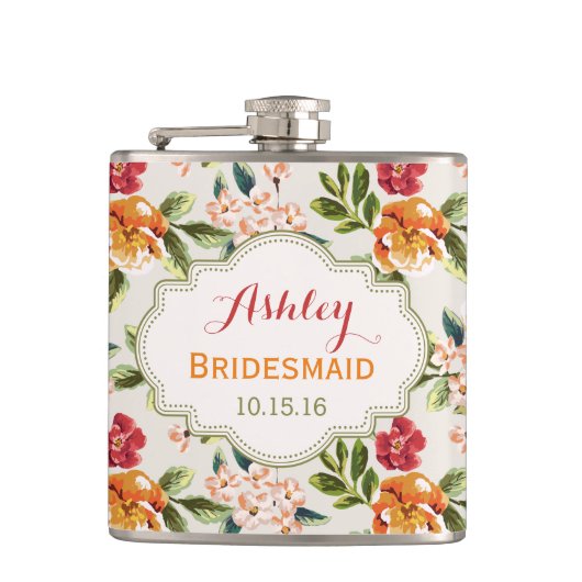 Bride Bridesmaid Classy Floral Wedding Heupfles (Voorkant)