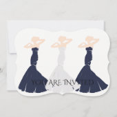 BRIDE & Bridesmaid Navy Blue Vrijgezellenfeest Par Kaart (Voorkant)