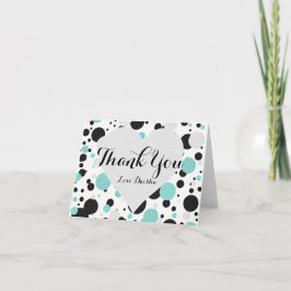 BRIDE & Bridesmaid Silver & Blauwgroen Blue Polka  Bedankkaart