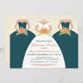 Bride & Bridesmaids Bruids Luncheon Uitnodigen (bl Kaart (Voorkant / Achterkant)