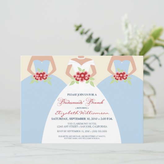 Bride & Bridesmaids' Brunch Invite (sky blue) Kaart (Staand voorkant)