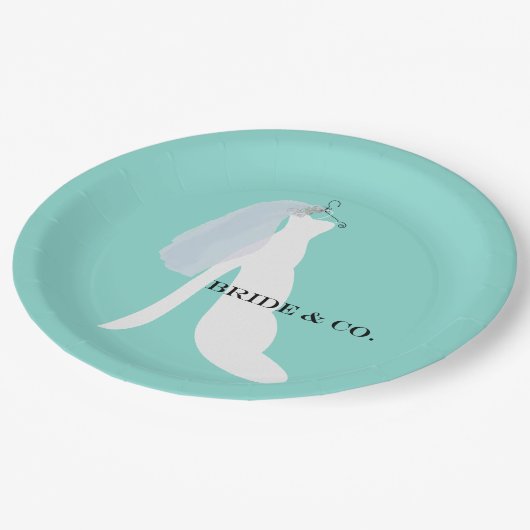 BRIDE & Bridesmaids hier komt de Bride Partij Papieren Bordje (Gekanteld)