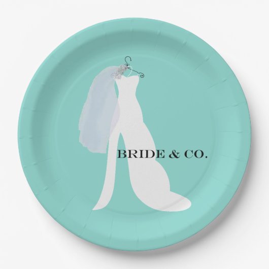 BRIDE & Bridesmaids hier komt de Bride Partij Papieren Bordje (Voorkant)