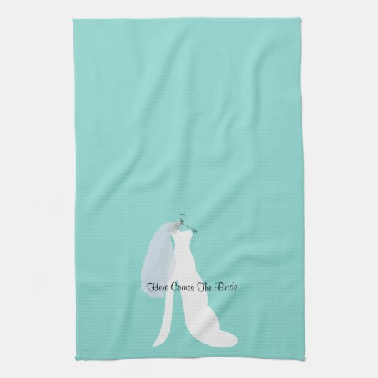 Bride & Bridesmaids hier komt de Bride Partij Theedoek (Verticaal)