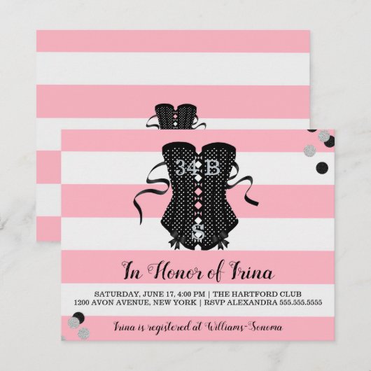 BRIDE & Bridesmaids Ohh Lala Lingerie Shower Party Kaart (Voorkant / Achterkant)