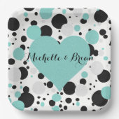 BRIDE & Bridesmaids Shimmer Blue Polka Dot Party Papieren Bordje (Voorkant)