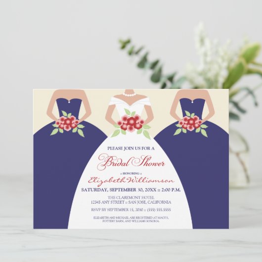 Bride & Bridesmaids Vrijgezellenfeest Invite (mari Kaart (Staand voorkant)