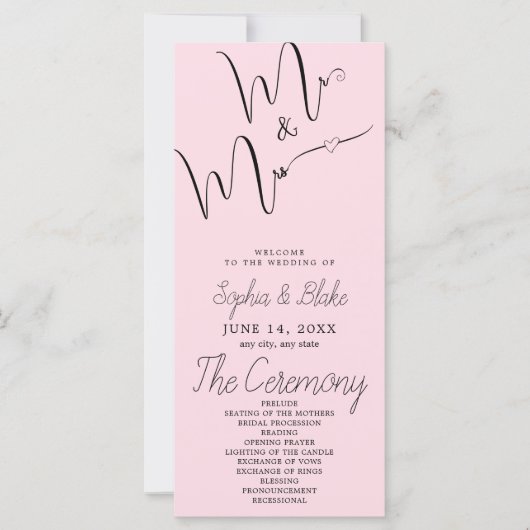 Bride & Bruidegom Minimalistisch Roze Huwelijkspro (Voorkant)