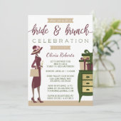 Bride & Brunch Shower Invitation, Bourgogne, Groen Kaart (Staand voorkant)