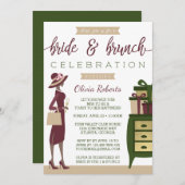Bride & Brunch Shower Invitation, Bourgogne, Groen Kaart (Voorkant / Achterkant)