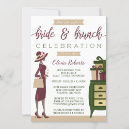 Bride & Brunch Shower Invitation, Bourgogne, Groen Kaart