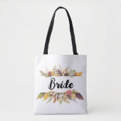 Bride Burgundy Floral Text Fall Wedding Canvas tas (Voorkant)