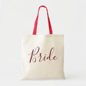 Bride Burgundy Text Tote Bag (Voorkant)
