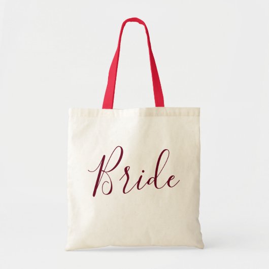 Bride Burgundy Text Tote Bag (Voorkant)