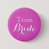Bride Button van het roze bruiloft team (Voorkant)