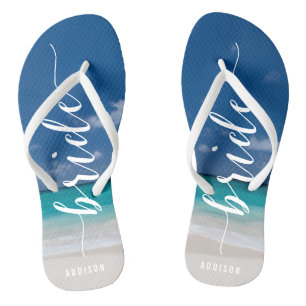 Bride Calligraphy Beach Wedding Party Teenslippers