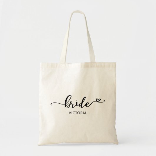 Bride Calligraphy Heart Wedding Tote Bag (Voorkant)