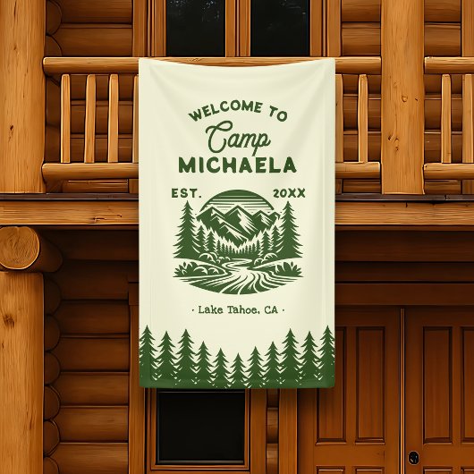 Bride Camp Bachelorette Retro Welkom Spandoek