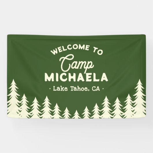 Bride Camp Bachelorette Retro Welkom Spandoek (Horizontaal)