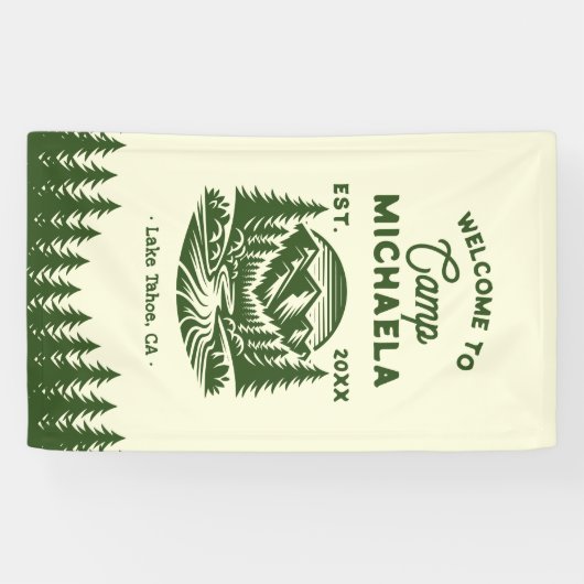 Bride Camp Bachelorette Retro Welkom Spandoek (Horizontaal)