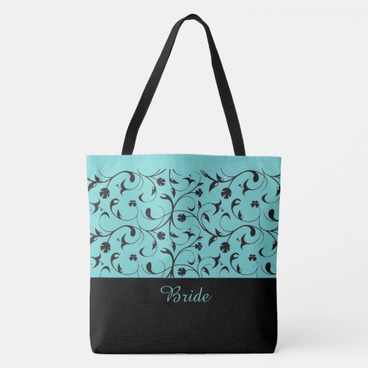 Bride Canvas tas Aqua & Black Scroll (Voorkant)