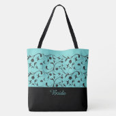 Bride Canvas tas Aqua & Black Scroll (Achterkant)