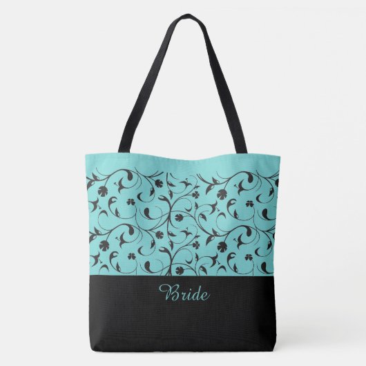 Bride Canvas tas Aqua & Black Scroll (Achterkant)