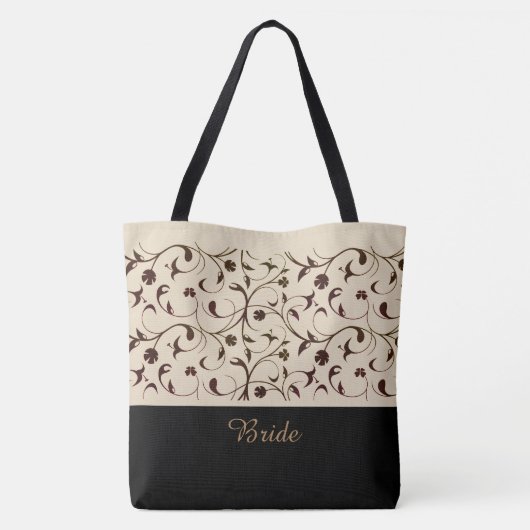 Bride Canvas tas Beige & Brown Scrolls (Achterkant)