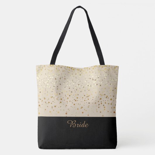 Bride Canvas tas Beige en Petite Golden Stars (Achterkant)