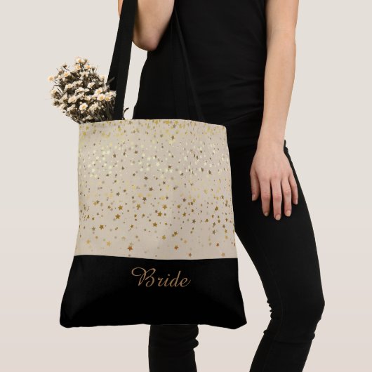 Bride Canvas tas Beige en Petite Golden Stars (Dichtbij)