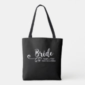 Bride Canvas tas | Digitaal zwart wit modern scrip (Achterkant)