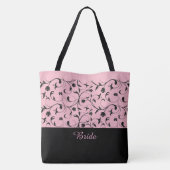 Bride Canvas tas Roze en zwarte scrollen (Achterkant)