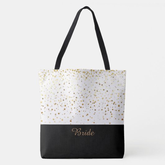 Bride Canvas tas White en Petite Golden Stars (Voorkant)