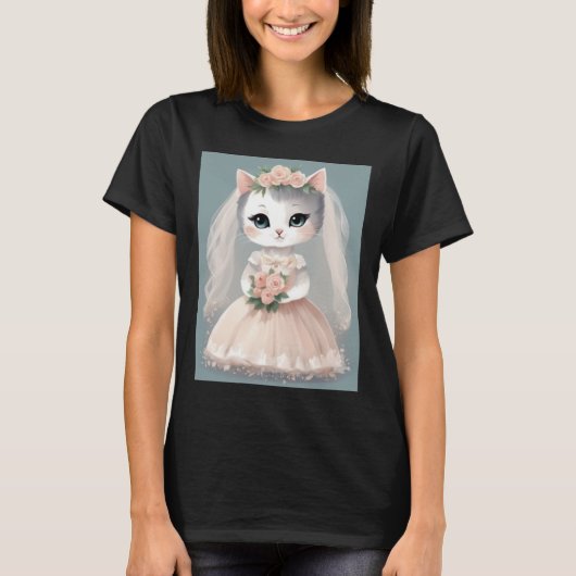 BRIDE CAT WEDDING T-SHIRT (Voorkant)