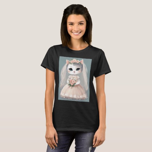 BRIDE CAT WEDDING T-SHIRT (Voorkant volledig)