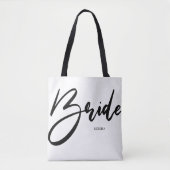 Bride Chic Black en White Calligraphy Custom Tote Bag (Voorkant)