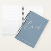 Bride Chic Minimalist Personalized Dusty Blue Notitieboek (Binnen)