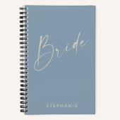 Bride Chic Minimalist Personalized Dusty Blue Notitieboek (Voorkant)