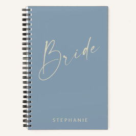 Bride Chic Minimalist Personalized Dusty Blue Notitieboek