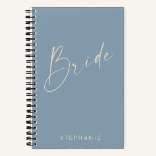 Bride Chic Minimalist Personalized Dusty Blue Notitieboek