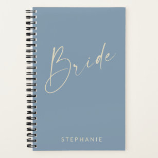 Bride Chic Minimalist Personalized Dusty Blue Notitieboek