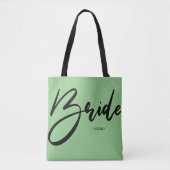 Bride Chic Mint Green Calligraphy Custom Tote Bag (Voorkant)