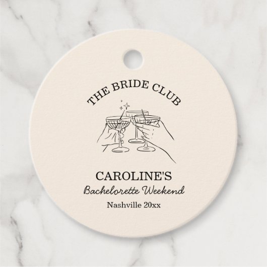 Bride Club Bachelorette Weekend Favor Cocktail  Bedankjes Labels (Voorkant)