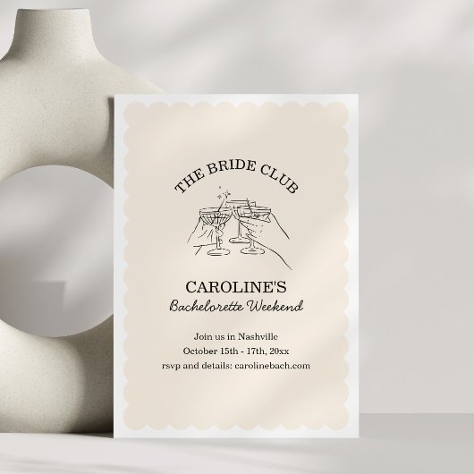 Bride Club Weekend Cocktail Bachelorette Party Kaart