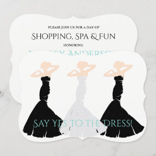 BRIDE & CO Black & White Bridesmaid Shopping Party Kaart